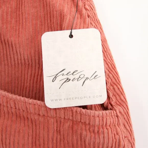 Free People Skirt Burnt Orange Corduroy Ray Cord Mini Button Front High Rise 6 - Picture 8 of 12